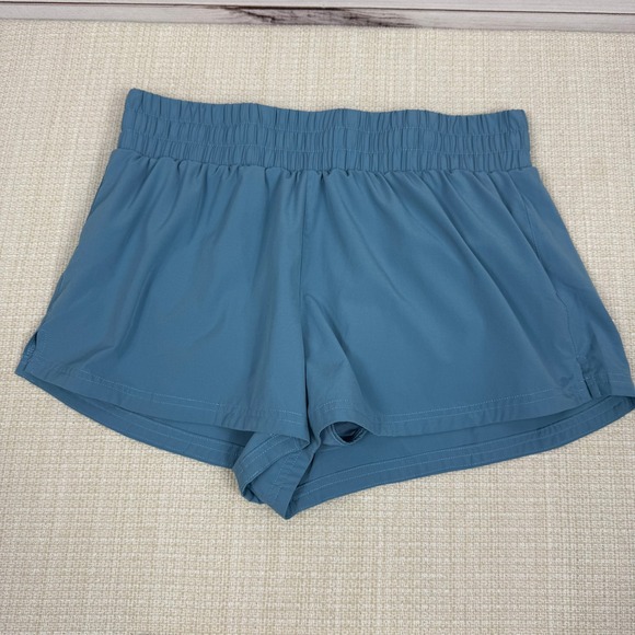 Varley Women's Medium Running Shorts Elastic Waist Athletic Pocket Blue - Picture 1 of 10
